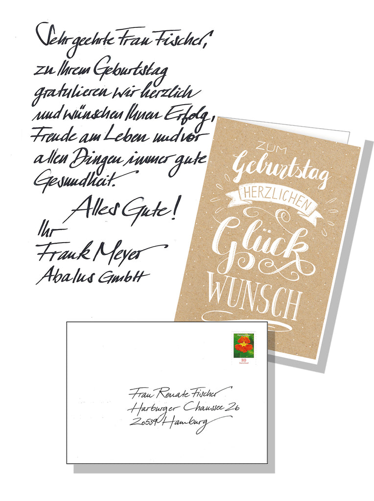GEBURTSTAGSKARTE HANDLETTERING AUF KRAFTPAPIER